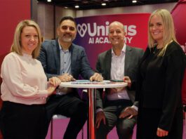Promo delivers sales uplift for Unitas members (L to R) Ashleigh Cheetham, Gurms Athwal, David Cooke and Belinda Parkinson sit together at a table during the Unitas trade exhibition.