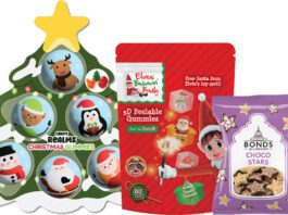 World of Sweets sets out festive range for 2026 Pack shots of Candy Realms Christmas Gummies tree, Elves' Behavin' Badly 5D Peelable Gummies and Bonds of London Choco Stars.