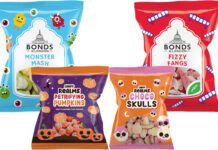 World of Sweets unveils Halloween sweets range Pack shots of Bonds of London Monster Mash, Bonds of London Fizzy Fangs, Candy Realms Petrifying Pumpkins and Candy Realms Choco Skulls.