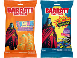 Barratt unveils new Dracula sweets range Pack shots of Barratt Sweet Shop Flumpkins and Wham Scary Chews.