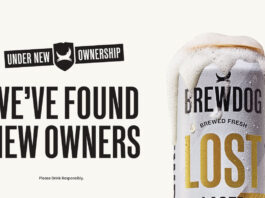 BrewDog launches ‘Under New Ownership’ campaign Promotional image for the BrewDog campaign 'Under New Ownership' with the BrewDog logo above text which reads 'We've found new owners'. There is also a can of BrewDog Lost Lager next to the text which has foam coming out the top of it.