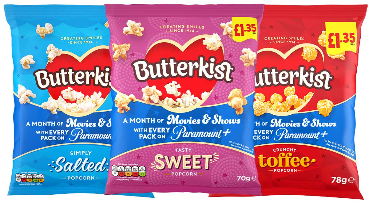 KP Snacks popcorn brand Butterkist is running a new on-pack promotion for streaming service Paramount+.