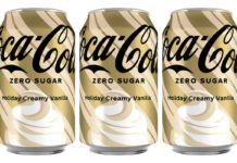 Coca-Cola unwraps festive Holiday Creamy Vanilla flavour Pack shots of Coca-Cola Zero Sugar Holiday Creamy Vanilla flavour.
