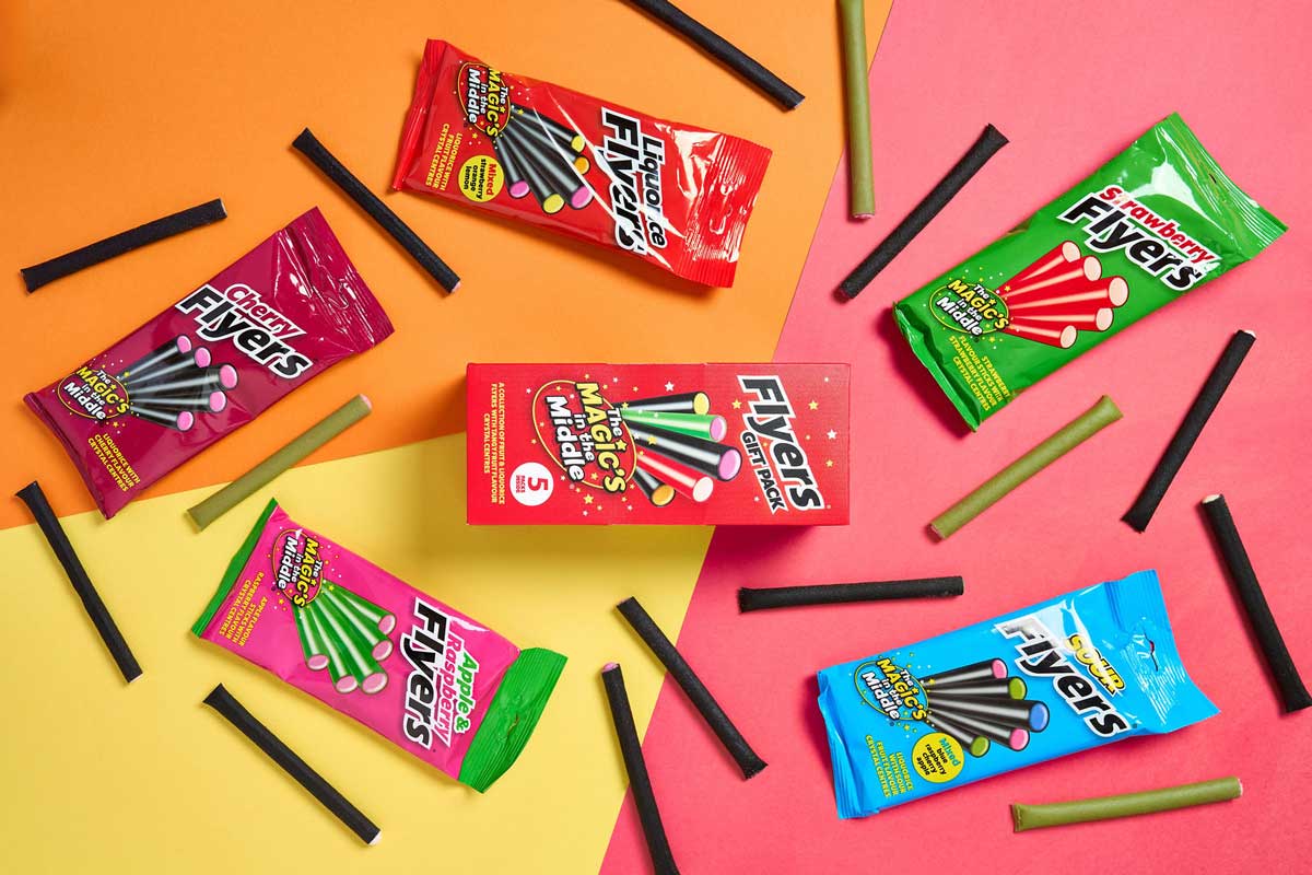 Trusted sweet shop stalwart Flyers is marking its 80th birthday with a £9.99 75g Gift Pack featuring its distinct 'The Magic's In The Middle' liquorice offerings.