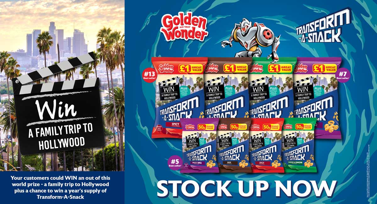 Golden Wonder is running a Transform-A-Snack on-pack promotion offering shoppers the chance to win a family trip to Hollywood.