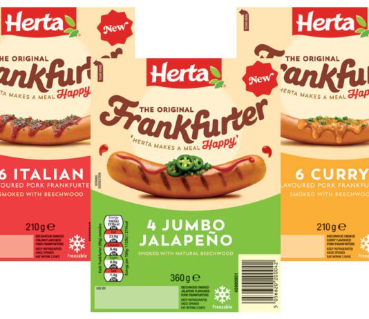 Herta unveils new flavour-led Frankfurters Pack shots of Herta Frankfurter Italian Sausages, Curry Sausages and Jumbo Jalapeño Sausages.