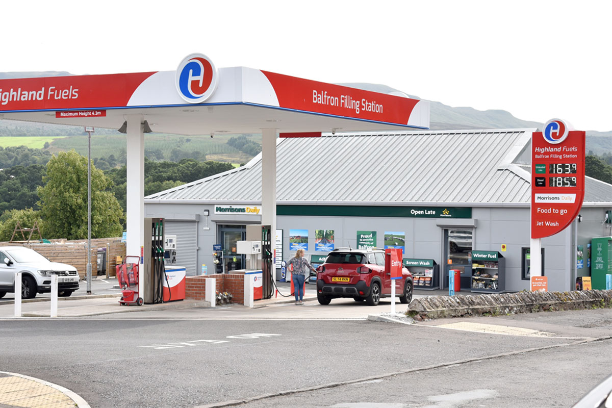 Exterior image of Balfron Filling Station forecourt.