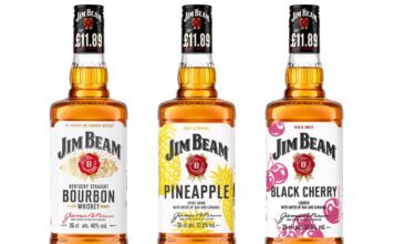Jim Beam unveils 350ml bottle range Pack shots of Jim Beam Kentucky Straight Bourbon Whiskey, Jim Beam Pineapple and Jim Beam Black Cherry in 350ml £11.89 PMP bottles.