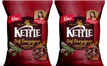 Kettle Chips elevates the festivities with Christmas flavour Pack shots of Kettle Chips Beef Bourguignon & Winter Herbs crisps.