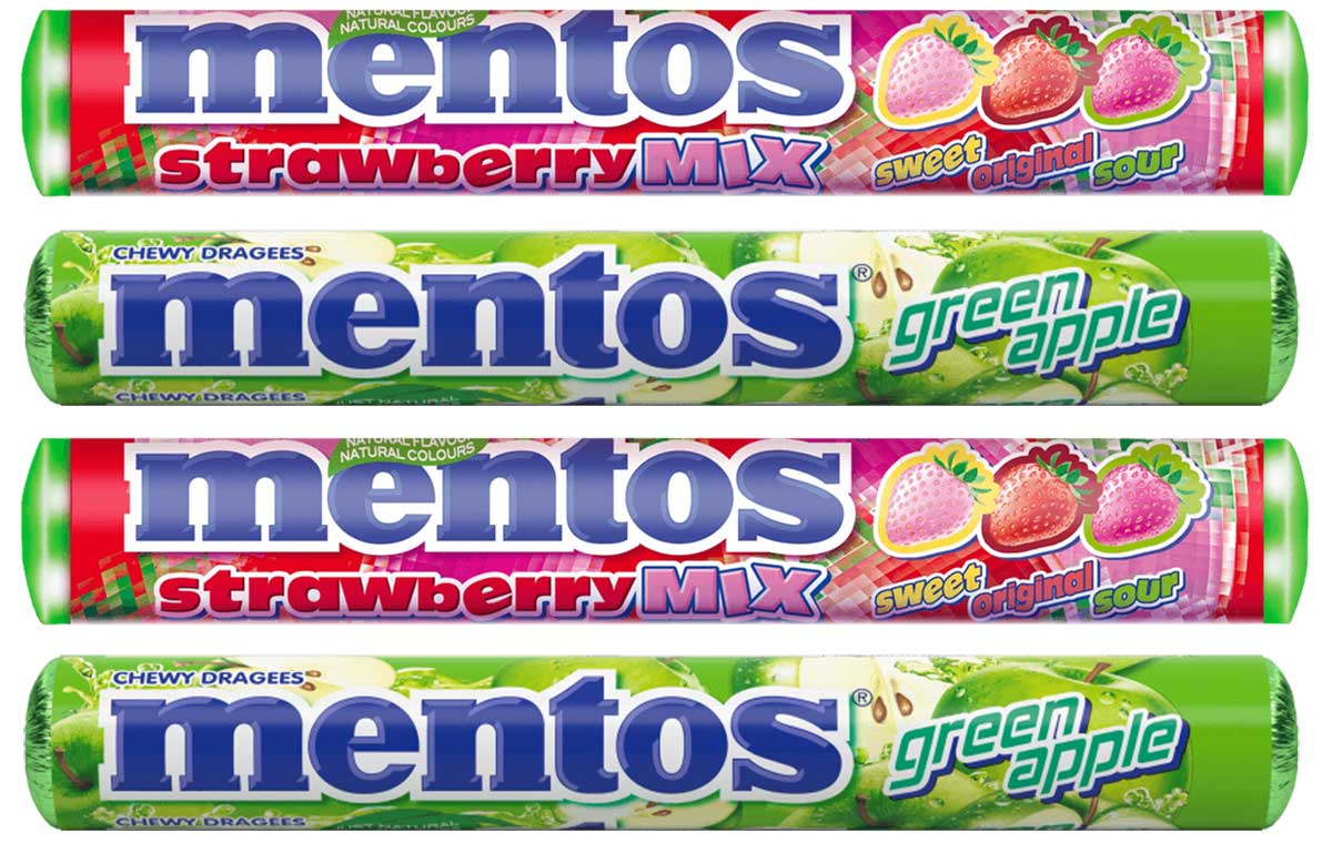 Confectionery giant Perfetti Van Melle has expanded its singles range with Mentos Strawberry Mix Roll and Mentos Green Apple Roll ,launching exclusively in Booker depots.