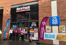 RaceTrack Strathclyde relaunches with charity donation The RaceTrack Pitstop Strathclyde store celebrated its relaunch with Co-op Wholesale by making a £500 donation to the nearby Townhead Village Hall.