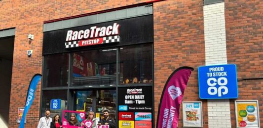 RaceTrack Strathclyde relaunches with charity donation The RaceTrack Pitstop Strathclyde store celebrated its relaunch with Co-op Wholesale by making a £500 donation to the nearby Townhead Village Hall.