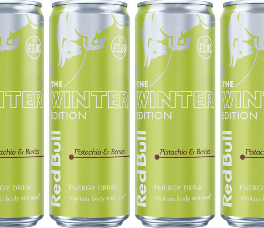 Red Bull unveils pistachio flavoured Winter Edition Pack shots of Red Bull Winter Edition Pistachio & Berries.