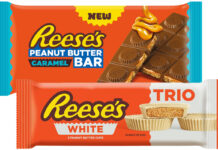 Reese’s expands with Caramel Block and White Cups Pack shots of Reese's Peanut Butter Caramel Bar and Reese's White Cup Trio.