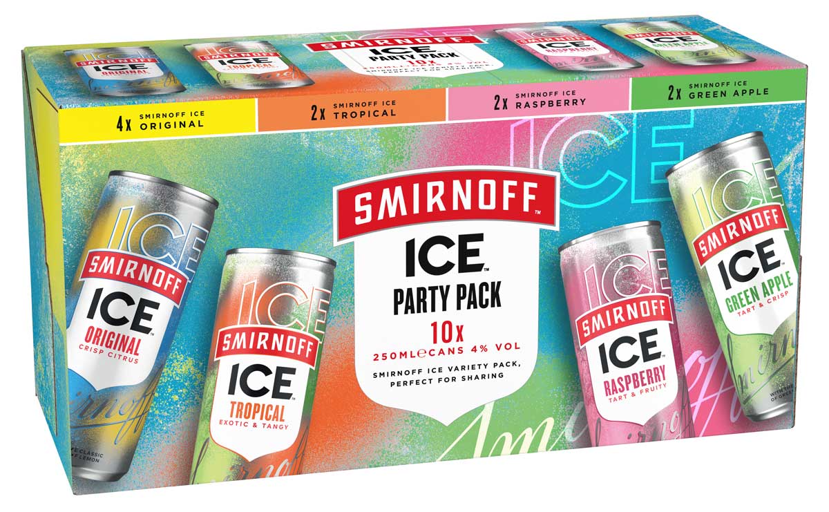 Popular RTD brand Smirnoff Ice has unveiled three new flavours and a 10-can mixed Party Pack designed for sharing with friends.