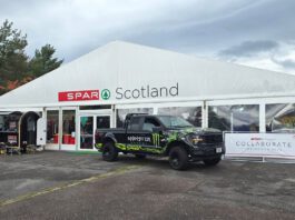 Spar Scotland celebrates Collaboration at Tradeshow Exterior image of the Spar Scotland Tradeshow tent at the 2026 event.