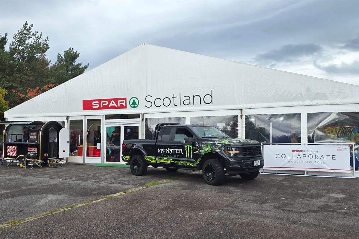 Exterior image of the Spar Scotland Tradeshow tent at the 2026 event.