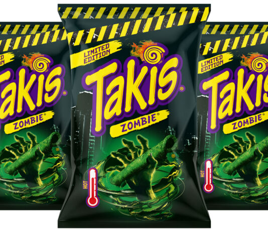 Takis Zombie flavour returns for Halloween 2026 Pack shots of Takis Zombie.