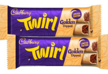 Twirl unveils limited edition Golden Dipped Pack shots of Twirl Golden Dipped bars.