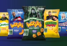 Walkers Snacks joins forces with Marvel for Avengers Doomsday Promotional image of the collaboration between Walkers Snacks and Marvel featuring characters from the movie Avengers Doomsday across packs of Walkers.