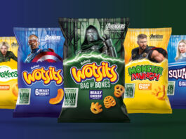 Walkers Snacks joins forces with Marvel for Avengers Doomsday Promotional image of the collaboration between Walkers Snacks and Marvel featuring characters from the movie Avengers Doomsday across packs of Walkers.