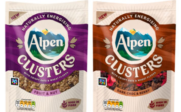 Alpen expands with new non-HFSS Clusters Pack shots of Alpen Clusters Fruit & Nut and Dark Choc & Berry variants.