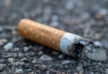 Over 100,000 illegal cigarettes seized in Dumfries A discarded cigarette butt is on the ground.