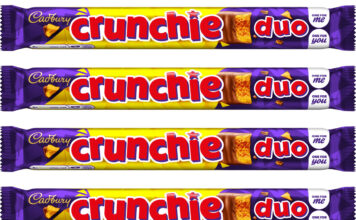 Cadbury launches Crunchie Duo packs Pack shots of Cadbury Crunchie Duo.