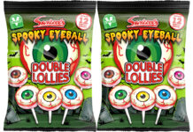 Swizzels rolls out Spooky Eyeball Double Lollies for Halloween Pack shots of Swizzels Spooky Eyeballs Double Lollies.