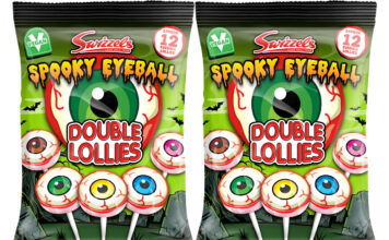 Swizzels rolls out Spooky Eyeball Double Lollies for Halloween Pack shots of Swizzels Spooky Eyeballs Double Lollies.