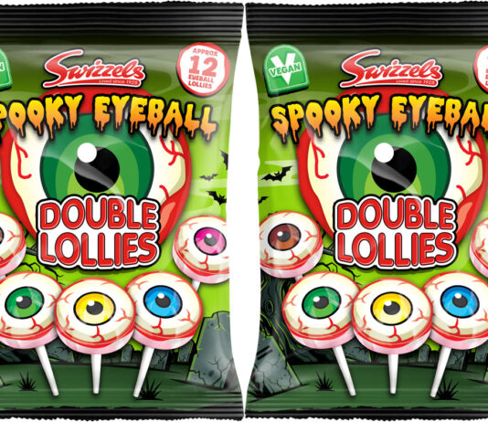 Swizzels rolls out Spooky Eyeball Double Lollies for Halloween Pack shots of Swizzels Spooky Eyeballs Double Lollies.
