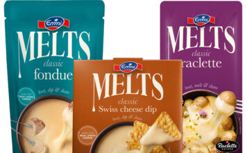 Emmi embraces fondue moments with Melts range Pack shots of Emmi Melts range including Classic Fondue, Classic Raclette and Classic Swiss Cheese Dip.
