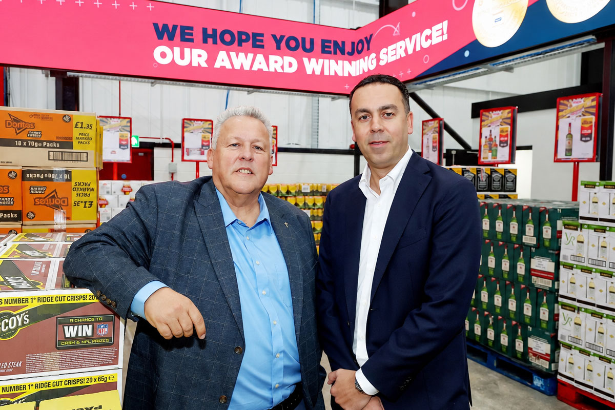 Noel Robinson and Guy Swindell, joint managing directors at Go Local Wholesale, stand together in one of the depot locations.