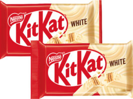 Nestlé brings back KitKat White 4 Finger Pack shots of KitKat White four-finger format.