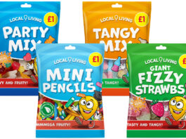 Unitas targets sweet value with £1 Local Living range Pack shots of Local Living Party Mix, Mini Pencils, Tangy Mix and Fizzy Strawbs.