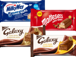 Mars brings back its Cake Bar range Pack shots of Milky Way Cake Bars, Maltesers Cake Bars, Galaxy Cake Bars Chocolate and Galaxy Cake Bars Caramel.