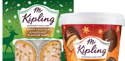 Mr Kipling bakes up new cakes for Christmas Pack shots of Mr Kipling White Chocolate & Hazelnut Flavour Tarts and Mr Kipling Gingerbread Cake Bites.