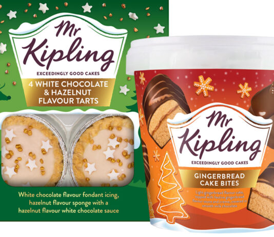 Mr Kipling bakes up new cakes for Christmas Pack shots of Mr Kipling White Chocolate & Hazelnut Flavour Tarts and Mr Kipling Gingerbread Cake Bites.