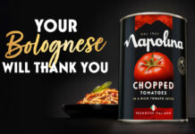 Napolina rolls out new marketing campaign Advert from the Napolina 2026 marketing campaign featuring a pack shot of a can of Napolina Chopped Tomatoes with a bowl of pasta in the background. The text reads "Your Bolognese Will Thank You".