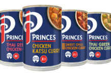 Princes unveils new range of Asian-inspired curries Pack shots of Princes tinned curry range including Thai Red Chicken Curry, Chicken Katsu Curry, Sweet Chilli Chicken Curry and Thai Green Chicken Curry.