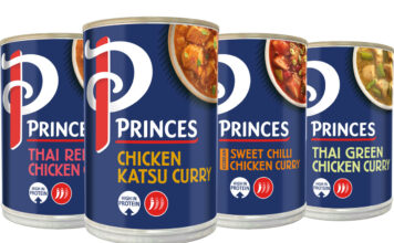 Princes unveils new range of Asian-inspired curries Pack shots of Princes tinned curry range including Thai Red Chicken Curry, Chicken Katsu Curry, Sweet Chilli Chicken Curry and Thai Green Chicken Curry.