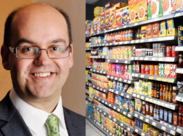 ‘None the wiser’ on ScotGov food price cap proposal A head shot of David Lonsdale, director at the Scottish Retail Consortium, is next to an image of a store's shelves with a range of ambient goods on them.