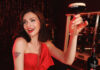 Tia Maria reunites with Sophie Ellis-Bextor in festive campaign Sophie Ellis Bextor is in a dressing room toasting with a martini coupe glass with an Espresso Martini inside. There is a bottle of Tia Maria on the dressing table and the glass has the Tia Maria logo on it.