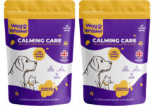 Wag & Whisker rolls out pet calming supplement for Bonfire Night Pack shots of Wag & Whisker Calming Care Supplement.